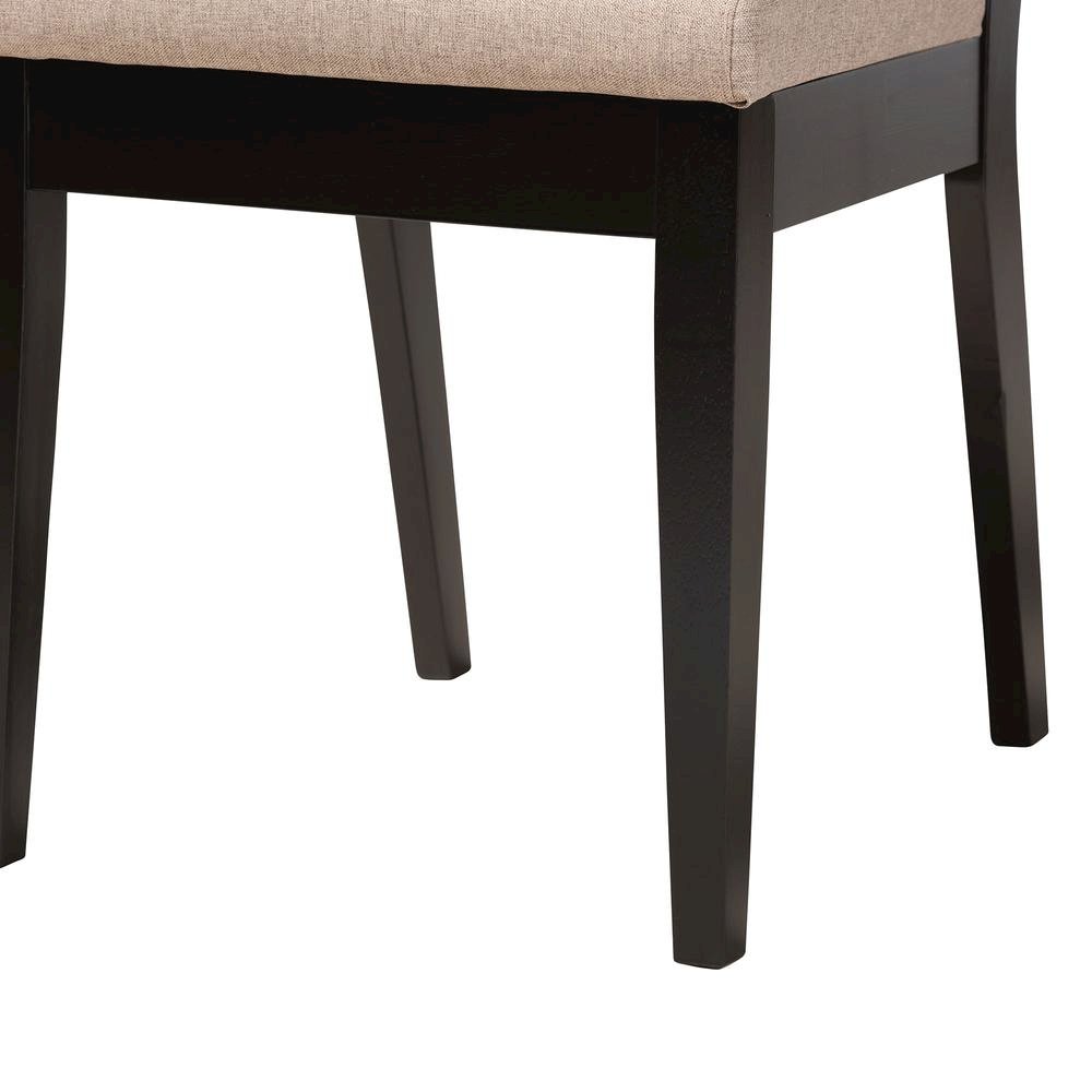 Mana Modern Sand Fabric and Dark Brown Finished Wood 7-Piece Dining Set. Picture 16