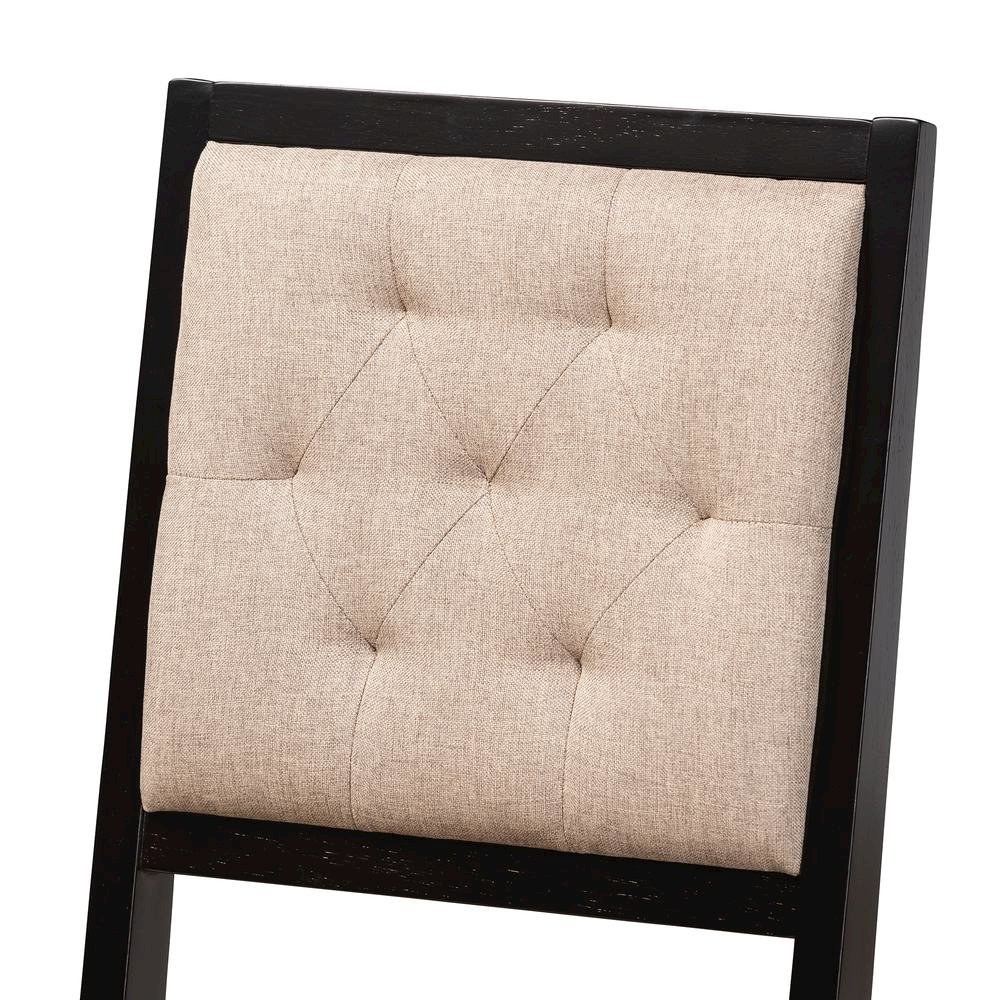 Kala Modern Beige Fabric and Dark Brown Finished Wood 5-Piece Dining Set. Picture 15