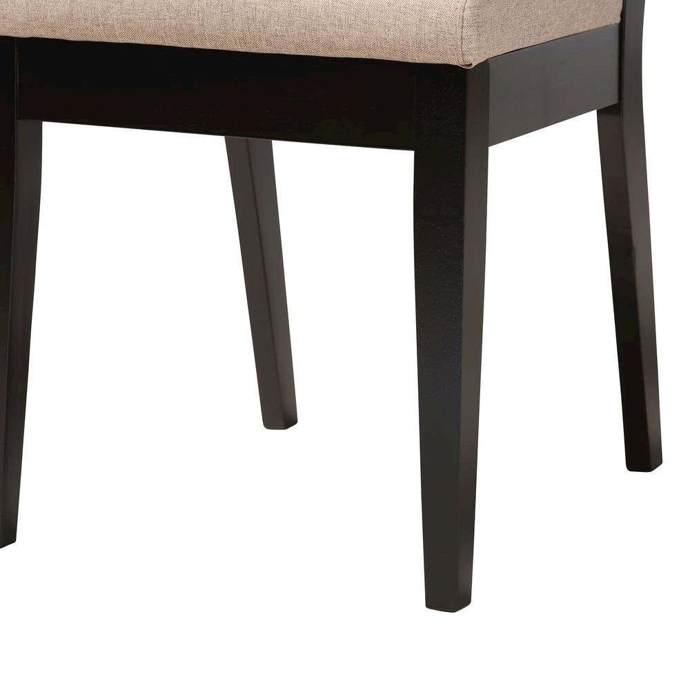 Kala Modern Beige Fabric and Dark Brown Finished Wood 5-Piece Dining Set. Picture 16