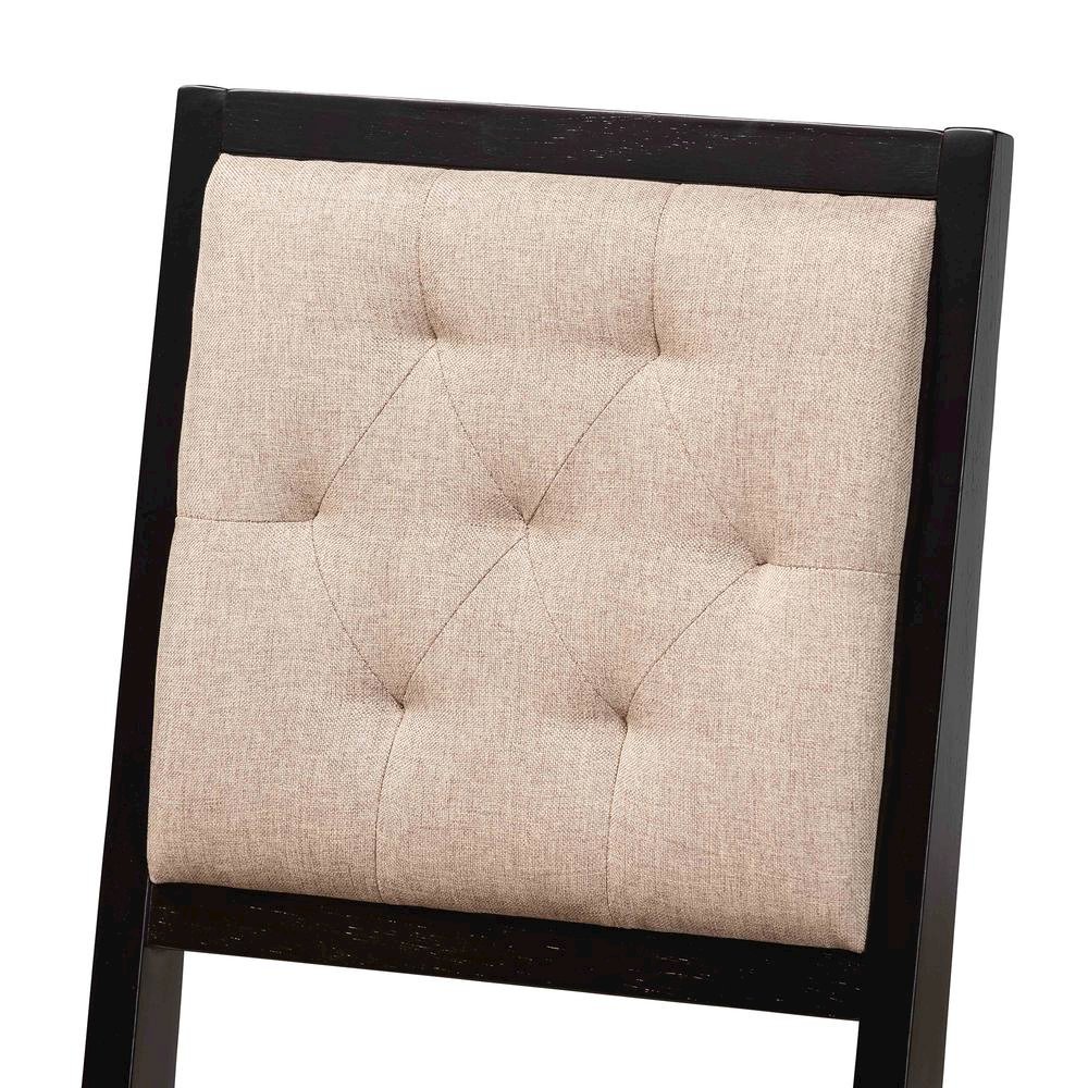 Sand Fabric Upholstered and Dark Brown Finished Wood 2-Piece Dining Chair Set. Picture 13