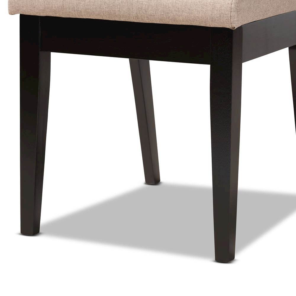 Sand Fabric Upholstered and Dark Brown Finished Wood 5-Piece Dining Set. Picture 16