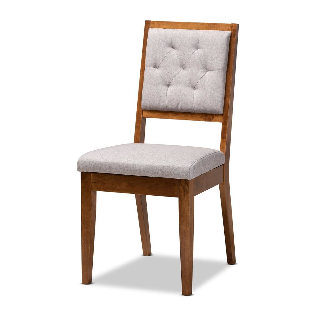 Grey Fabric Upholstered and Walnut Brown Finished Wood 7-Piece Dining Set. Picture 12