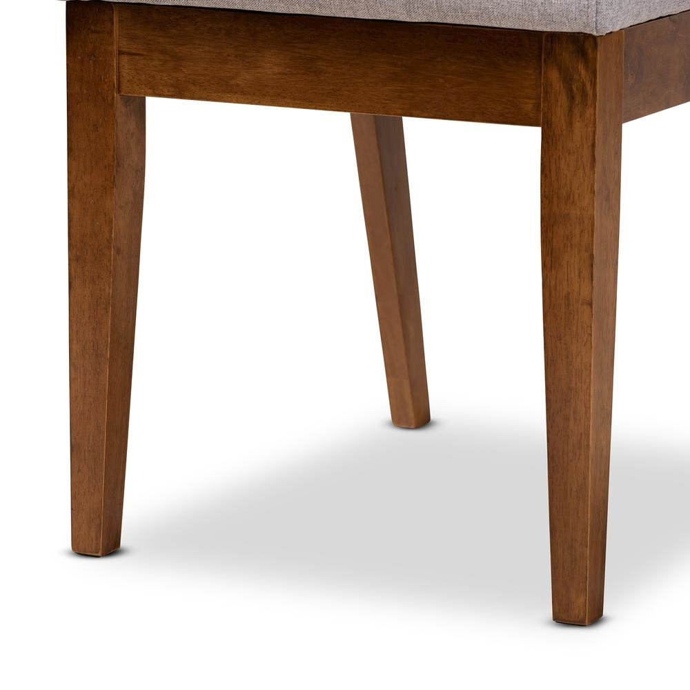 Grey Fabric Upholstered and Walnut Brown Finished Wood 7-Piece Dining Set. Picture 16