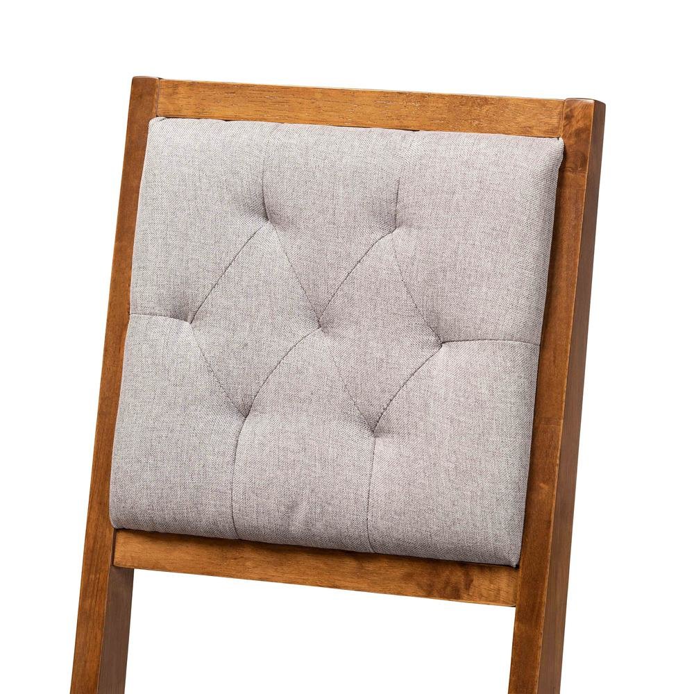 Grey Fabric Upholstered and Walnut Brown Finished Wood 2-Piece Dining Chair Set. Picture 13