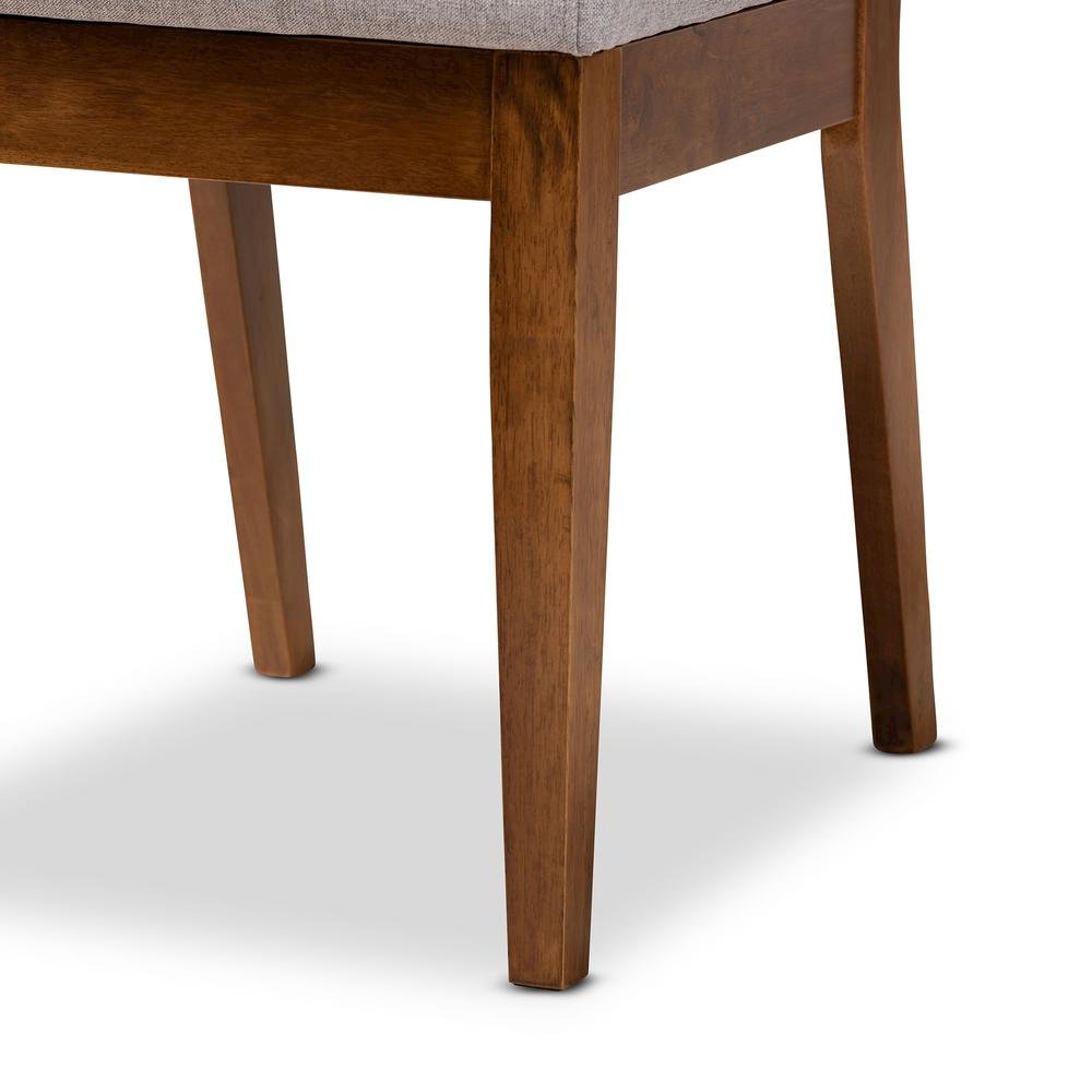 Grey Fabric Upholstered and Walnut Brown Finished Wood 2-Piece Dining Chair Set. Picture 14