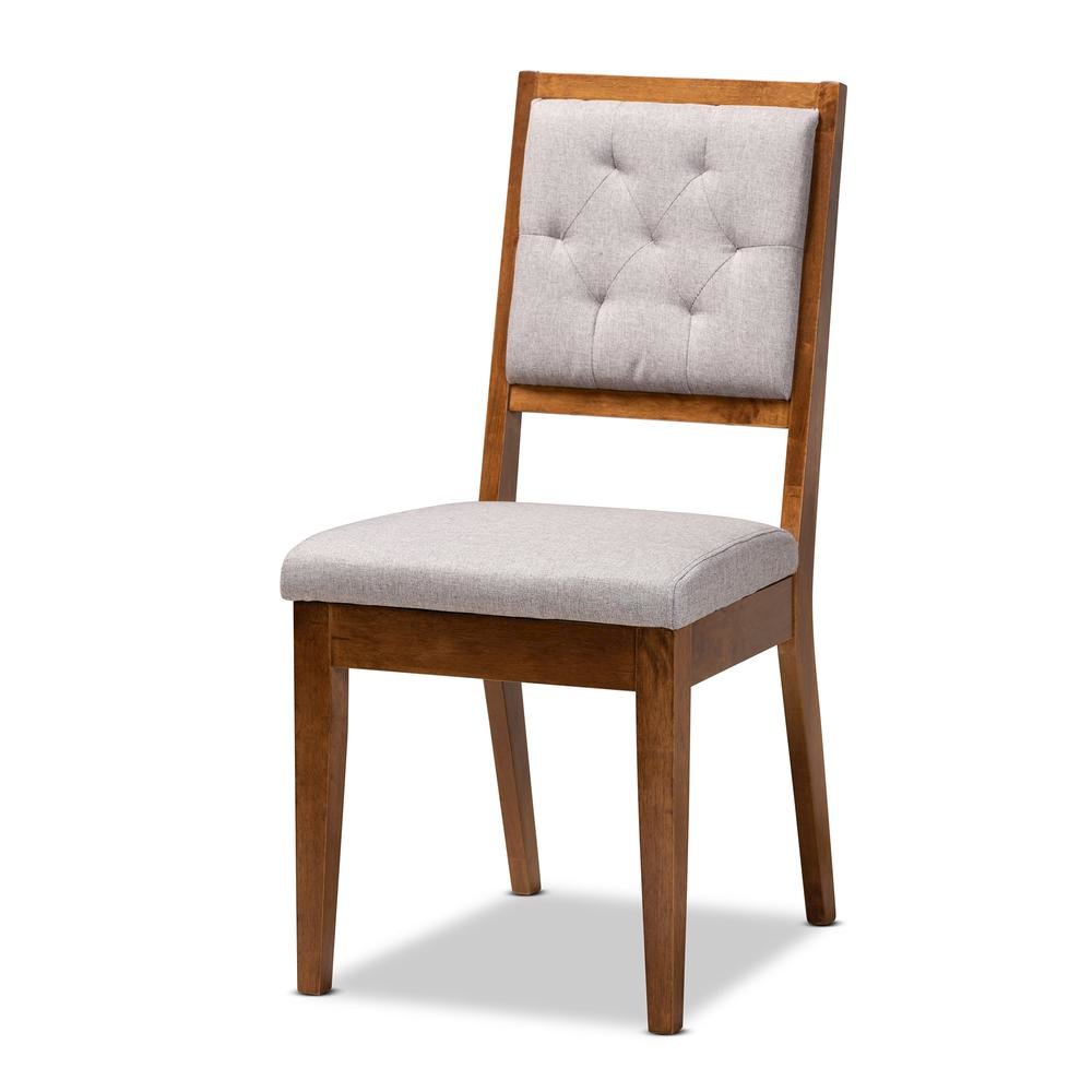 Grey Fabric Upholstered and Walnut Brown Finished Wood 5-Piece Dining Set. Picture 12
