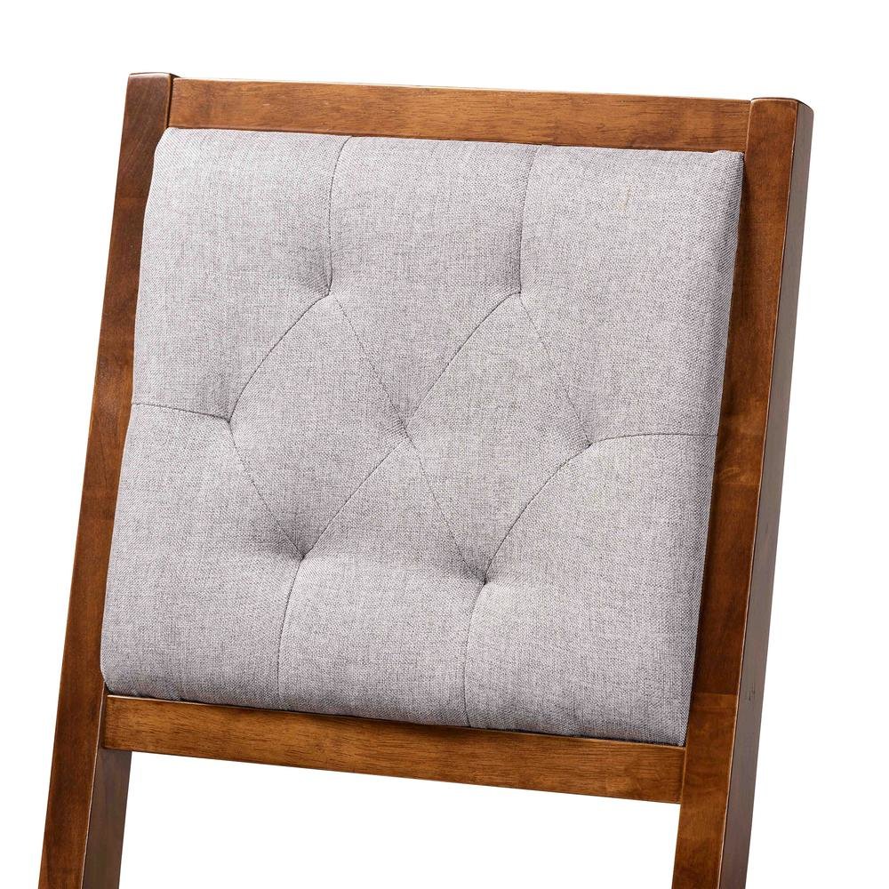 Grey Fabric Upholstered and Walnut Brown Finished Wood 2-Piece Bar Stool Set. Picture 13