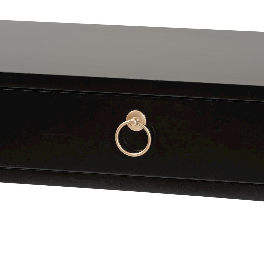 Black Finished Wood and Gold Metal 2-Drawer Console Table. Picture 15