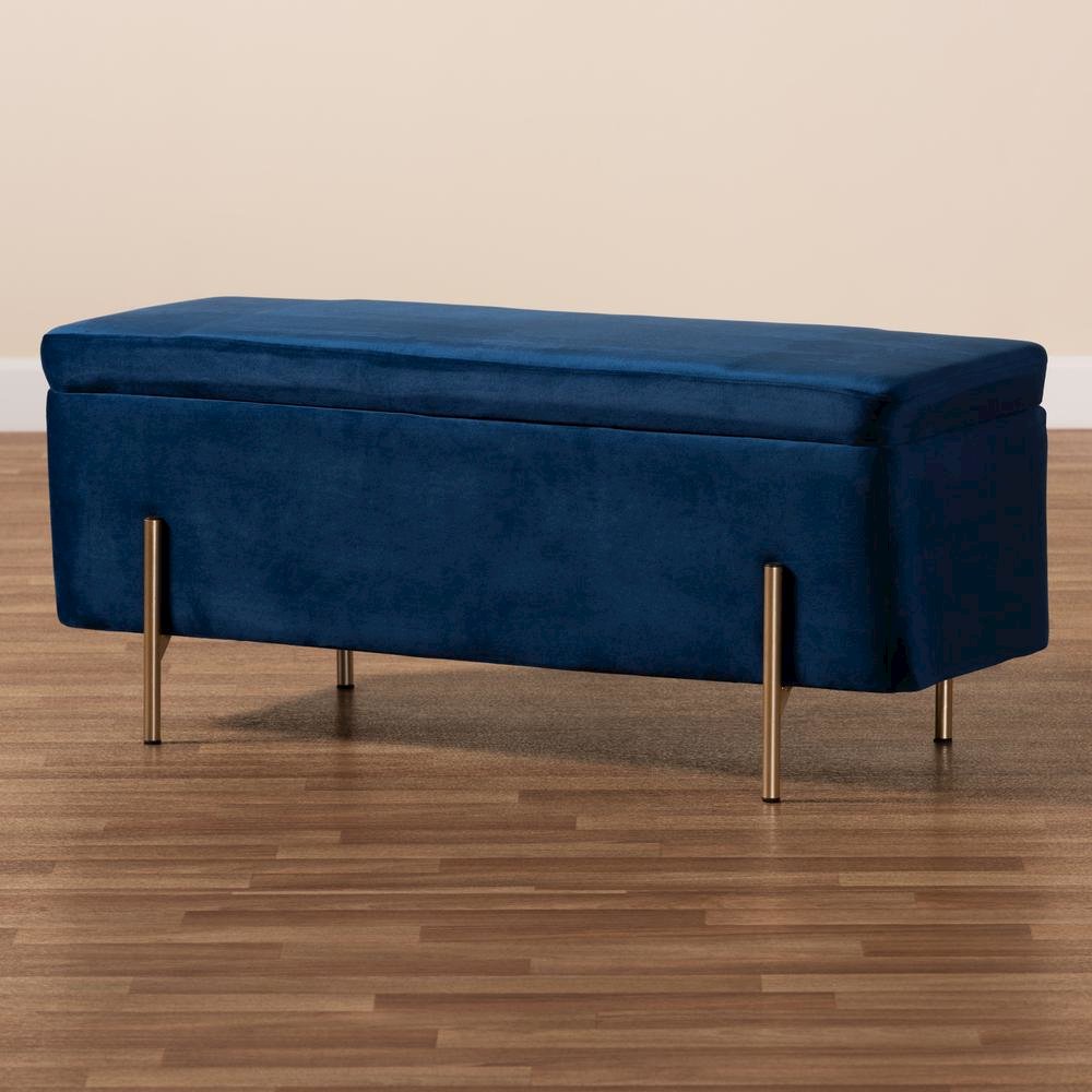 Gold Finished Metal Storage Bench. Picture 21