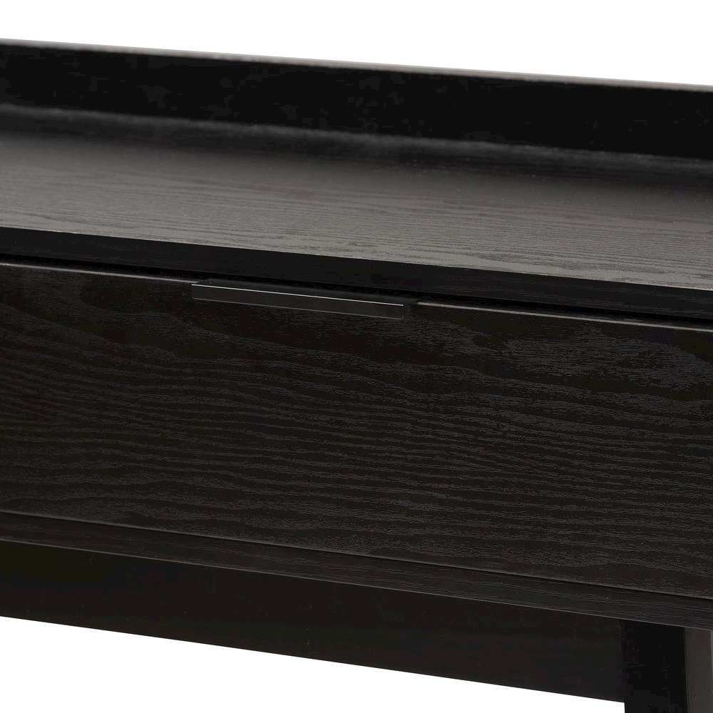 Two-Tone Espresso Brown and Natural Brown Finished Wood 2-Drawer Console Table. Picture 17