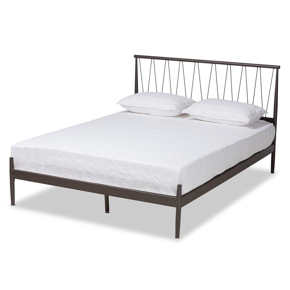 Samir Modern Industrial Black Bronze Finished Metal Full Size Platform Bed. Picture 11