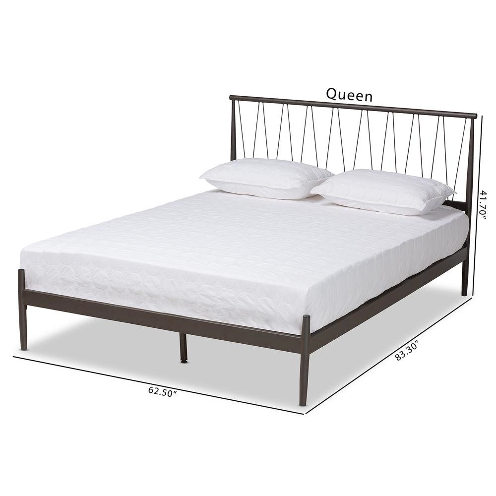 Samir Modern Industrial Black Bronze Finished Metal Full Size Platform Bed. Picture 20