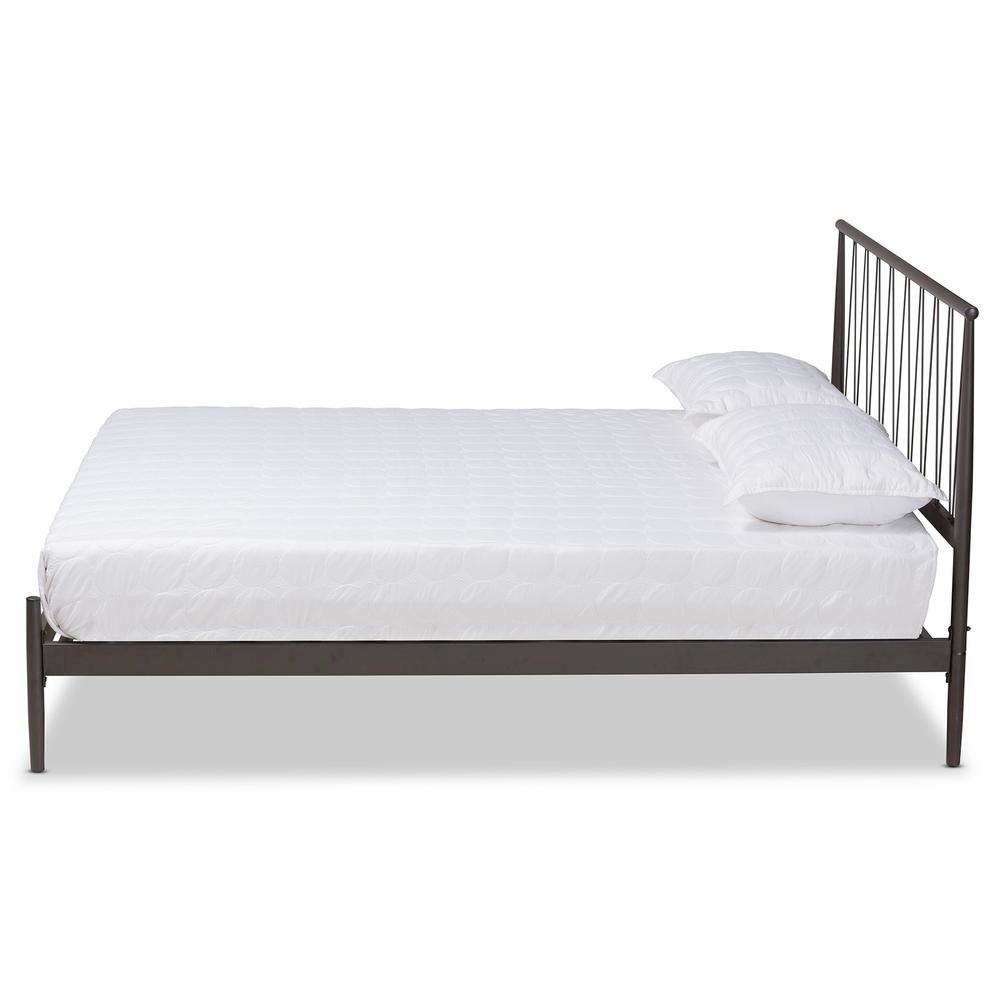 Samir Modern Industrial Black Bronze Finished Metal Full Size Platform Bed. Picture 12