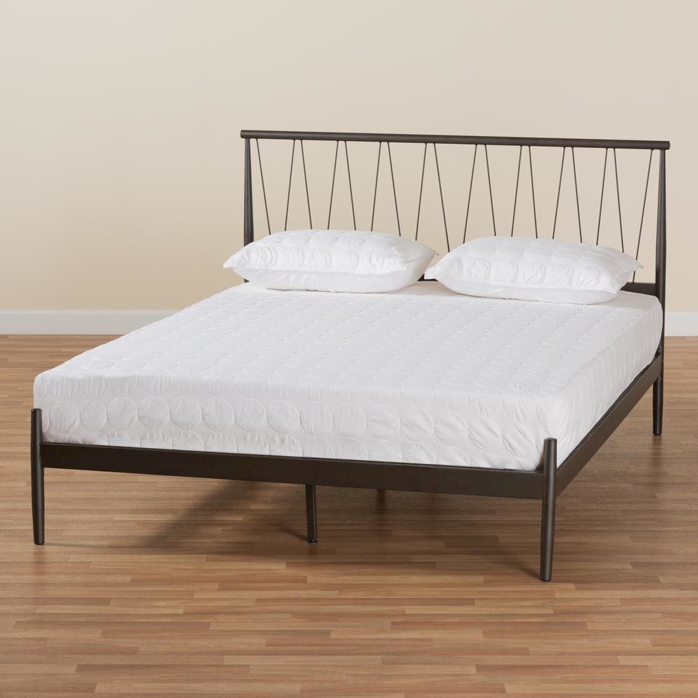 Samir Modern Industrial Black Bronze Finished Metal Full Size Platform Bed. Picture 18