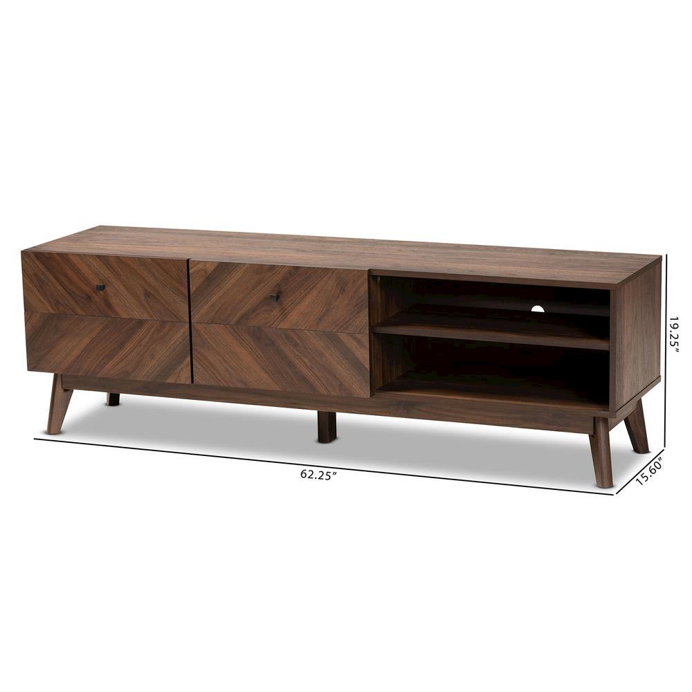 Baxton Studio Hartman Mid-Century Modern Walnut Brown Finished Wood TV Stand. Picture 20