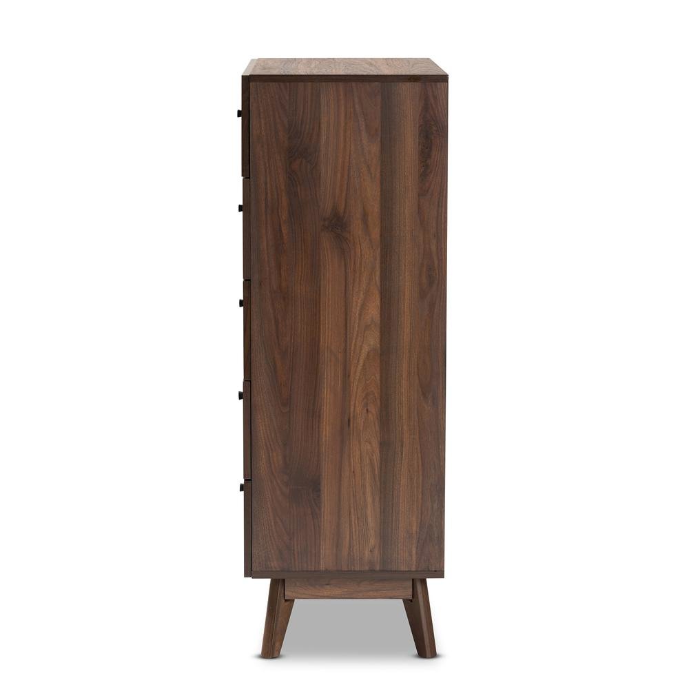 Hartman Mid-Century Modern Walnut Brown Finished Wood 5-Drawer Storage Chest. Picture 14