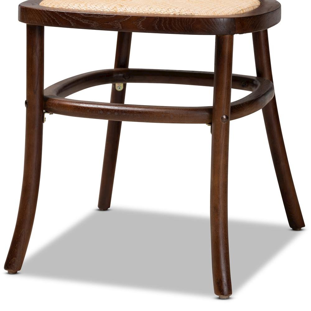 Brown Woven Rattan and Walnut Brown Wood 2-Piece Cane Dining Chair Set. Picture 13