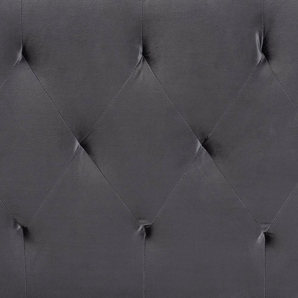Grey Velvet Fabric Upholstered Queen Size Headboard. Picture 11