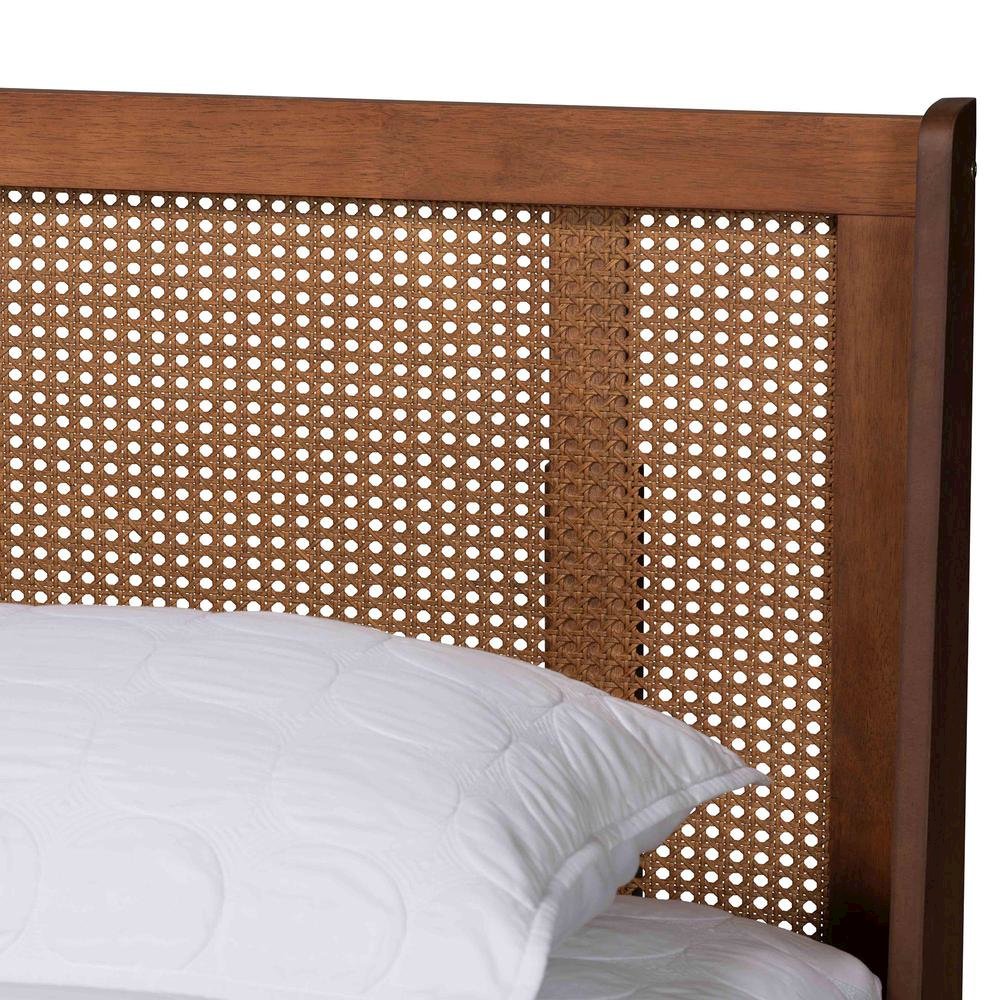 Aveena Mid-Century Modern Walnut Brown Finished Wood Queen Size Platform Bed. Picture 14