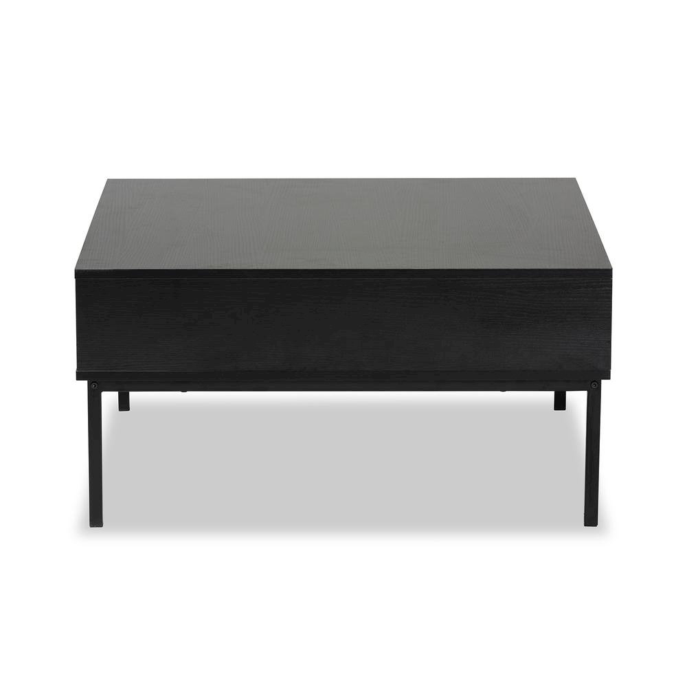 Two-Tone Oak Brown and Black Finished Wood Coffee Table. Picture 5