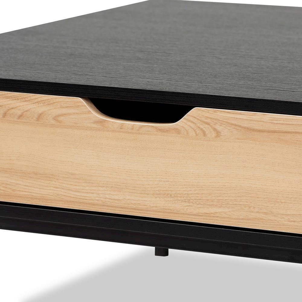 Two-Tone Oak Brown and Black Finished Wood Coffee Table. Picture 6