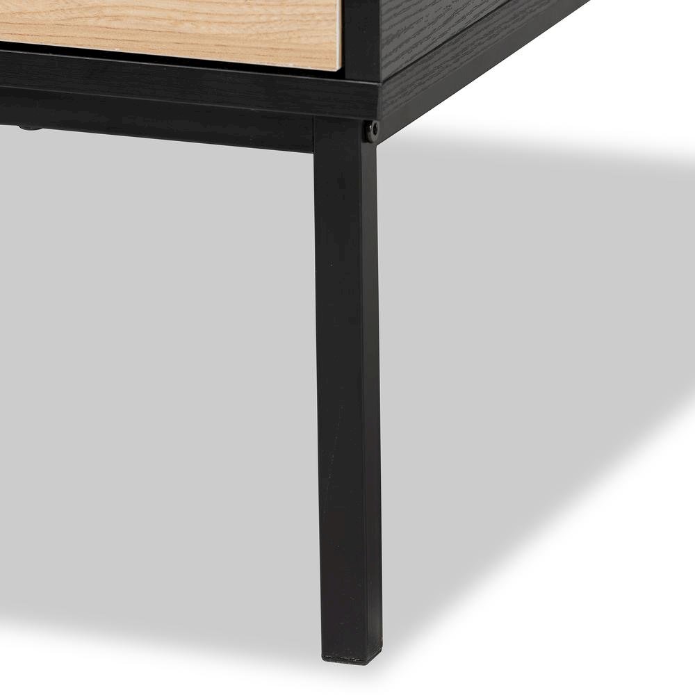 Two-Tone Oak Brown and Black Finished Wood Coffee Table. Picture 8