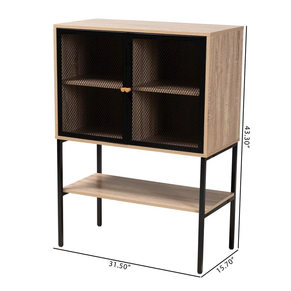 Industrial Natural Brown Finished Wood and Black Metal 2-Door Sideboard. Picture 20