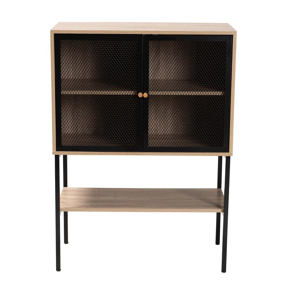 Industrial Natural Brown Finished Wood and Black Metal 2-Door Sideboard. Picture 13