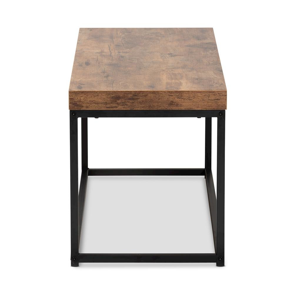 Bardot Modern Industrial Walnut Brown Finished Wood and Black Metal Accent Bench. Picture 11