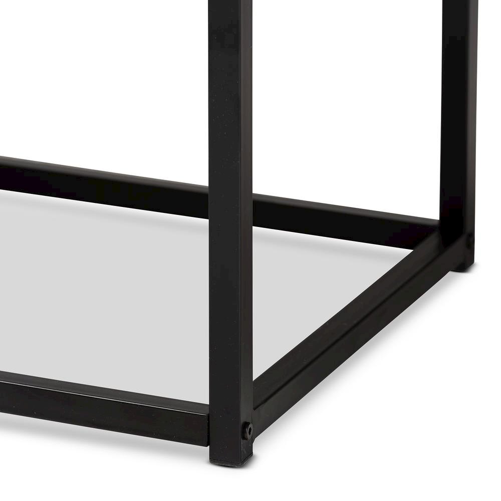 Bardot Modern Industrial Walnut Brown Finished Wood and Black Metal Accent Bench. Picture 12