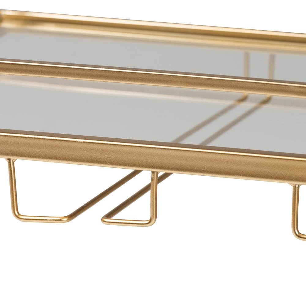 Baxton Studio Savannah Contemporary Glam and Luxe Gold Metal and Glass Wine Cart. Picture 19