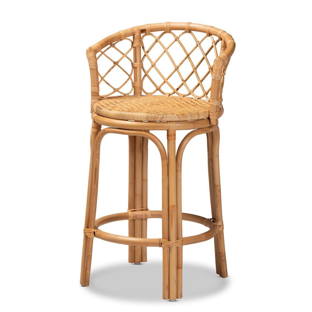 bali & pari Orchard Modern Bohemian Natural Brown Rattan Counter Stool. Picture 11