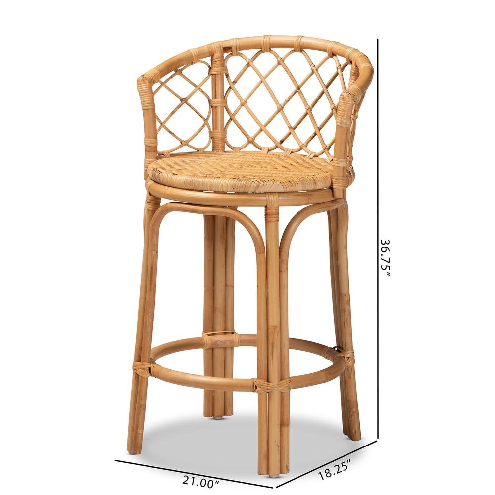 bali & pari Orchard Modern Bohemian Natural Brown Rattan Counter Stool. Picture 20