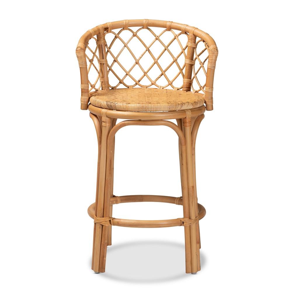 bali & pari Orchard Modern Bohemian Natural Brown Rattan Counter Stool. Picture 12