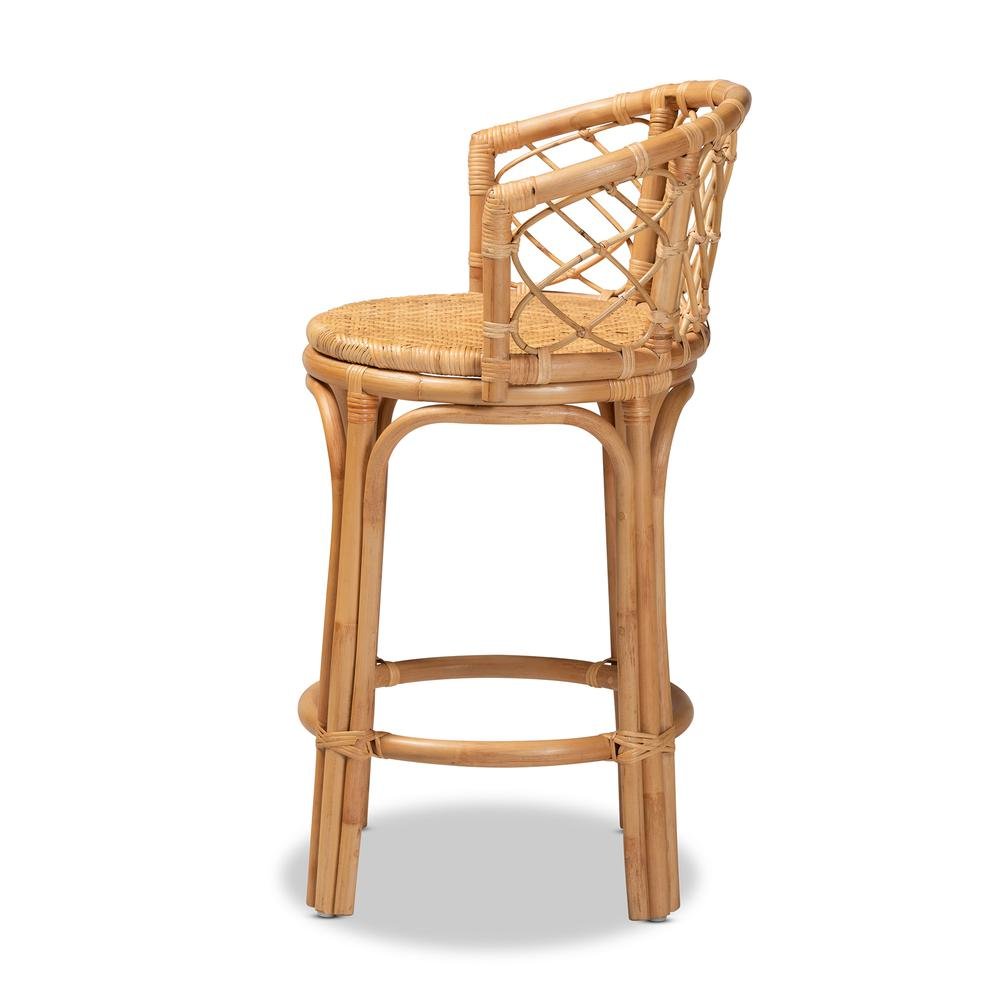 bali & pari Orchard Modern Bohemian Natural Brown Rattan Counter Stool. Picture 13