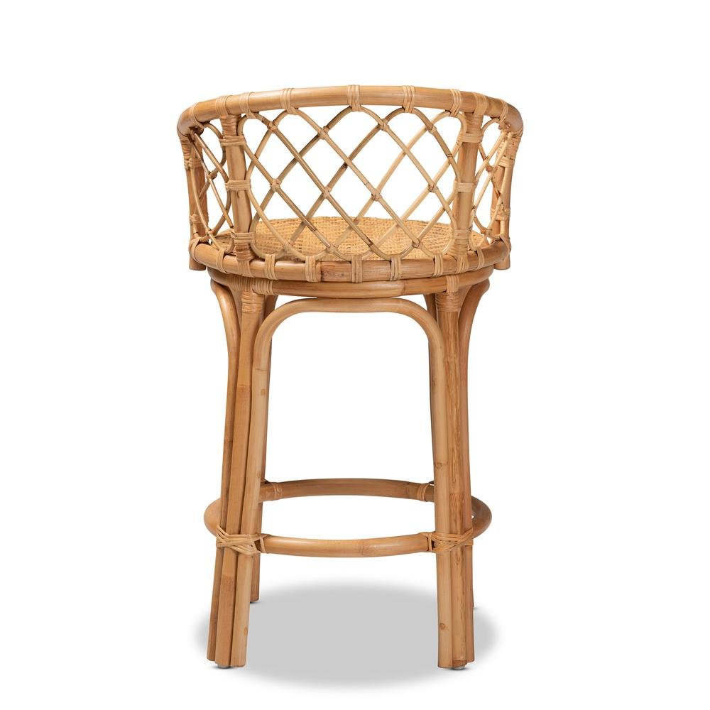 bali & pari Orchard Modern Bohemian Natural Brown Rattan Counter Stool. Picture 14