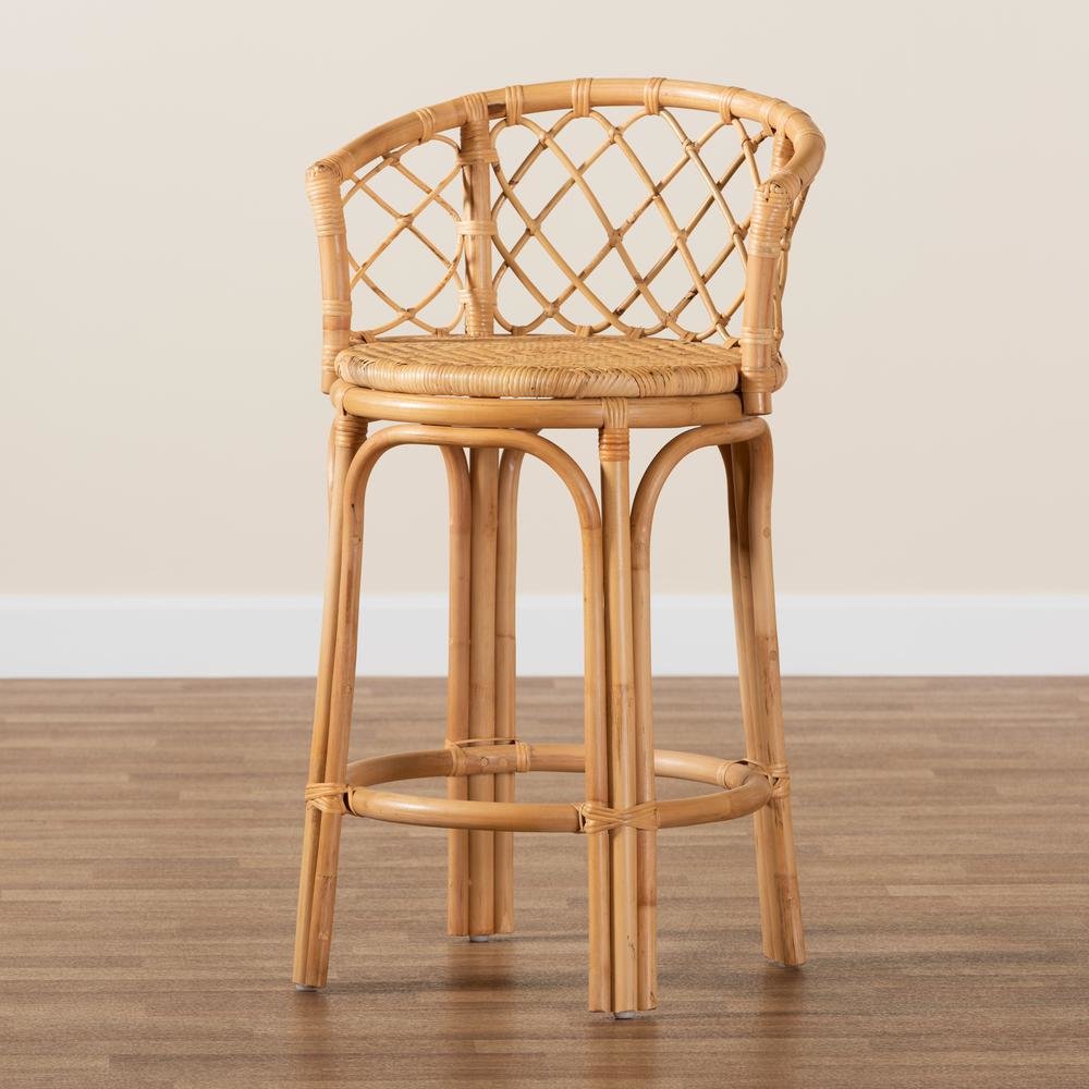 bali & pari Orchard Modern Bohemian Natural Brown Rattan Counter Stool. Picture 19