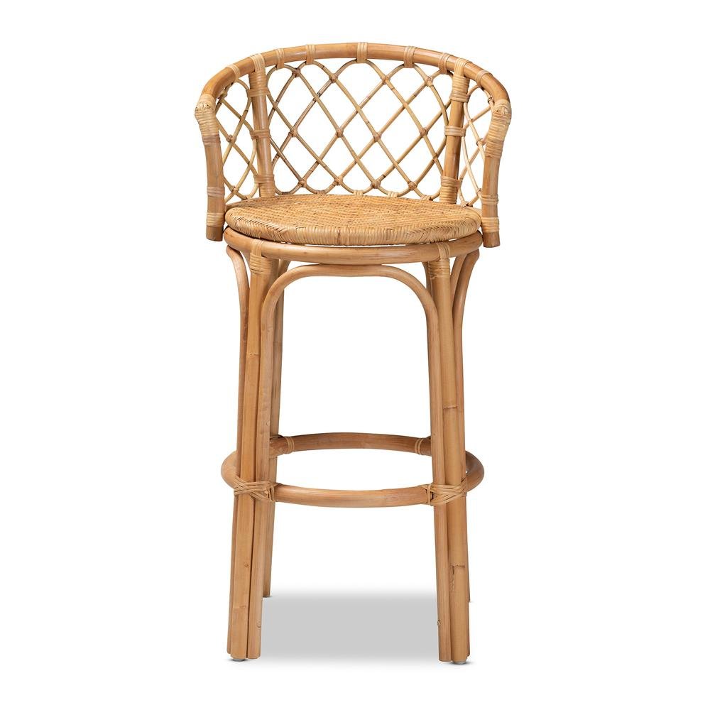 bali & pari Orchard Modern Bohemian Natural Brown Rattan Bar Stool. Picture 12