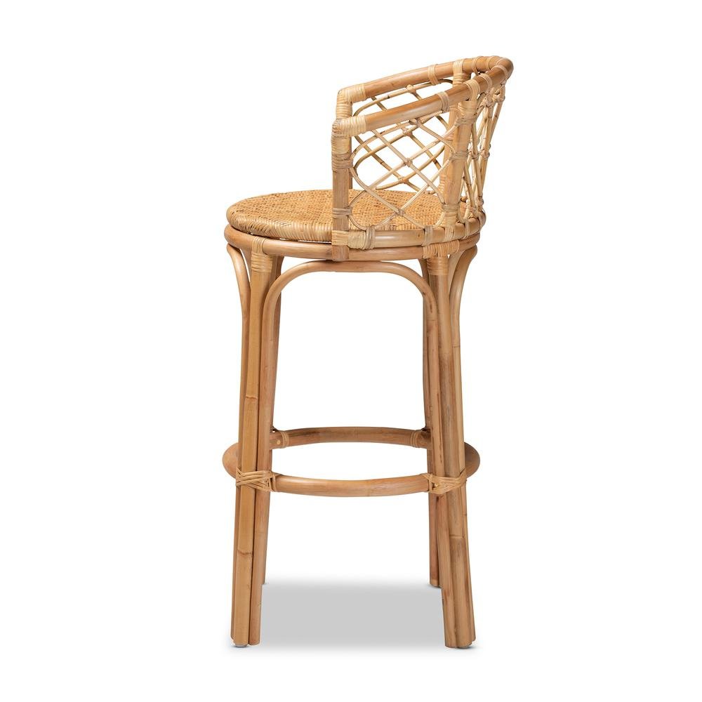 bali & pari Orchard Modern Bohemian Natural Brown Rattan Bar Stool. Picture 13