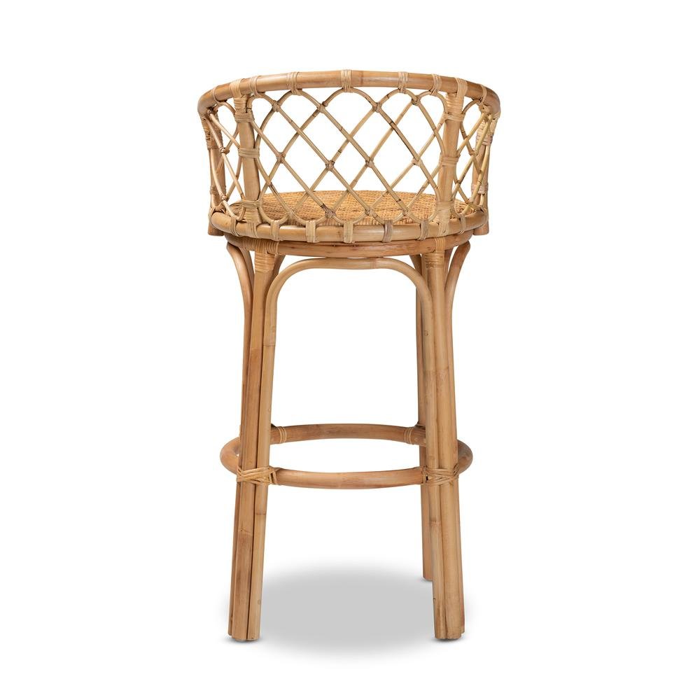 bali & pari Orchard Modern Bohemian Natural Brown Rattan Bar Stool. Picture 14
