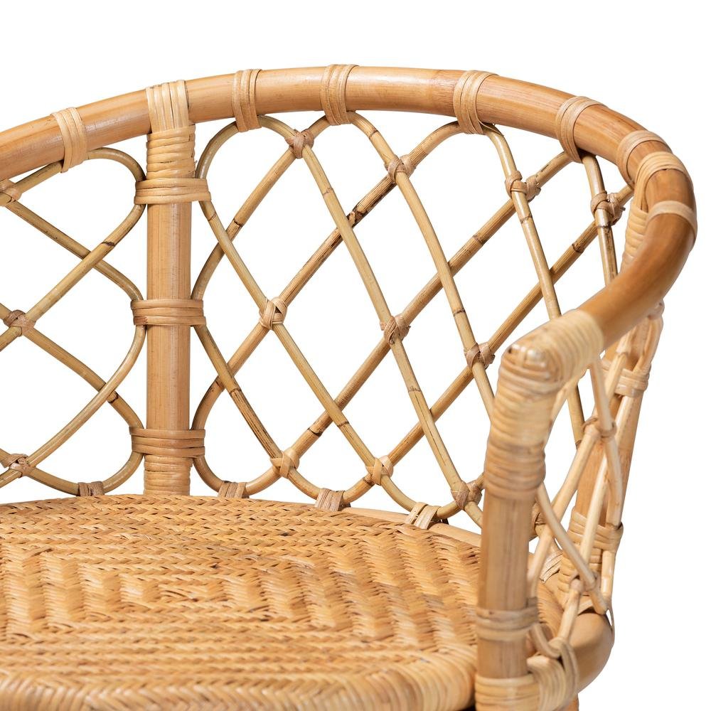 bali & pari Orchard Modern Bohemian Natural Brown Rattan Bar Stool. Picture 15