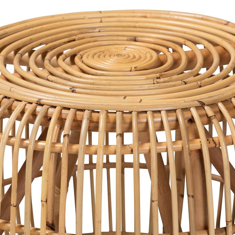 bali & pari Maverick Modern Bohemian Natural Brown Rattan End table. Picture 8