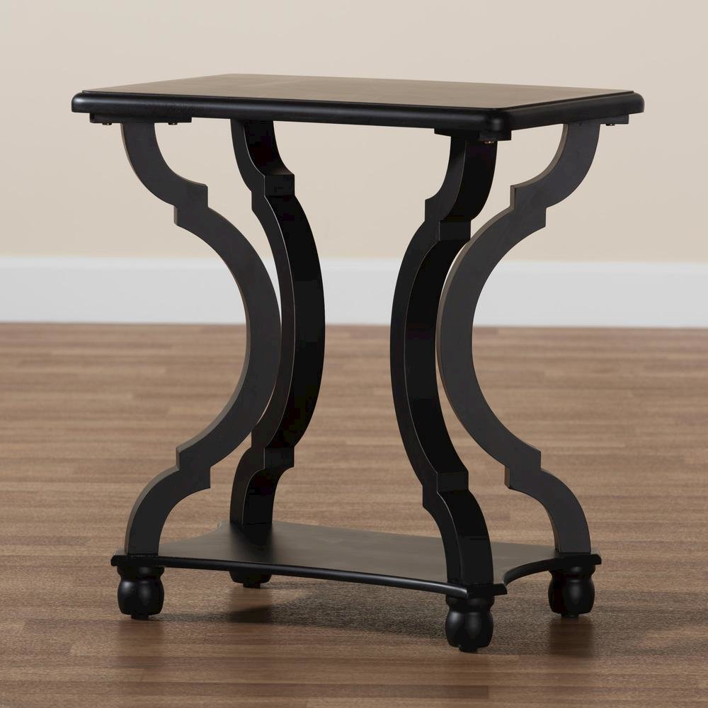 Baxton Studio Cianna Classic and Traditional Black Wood End Table. Picture 17