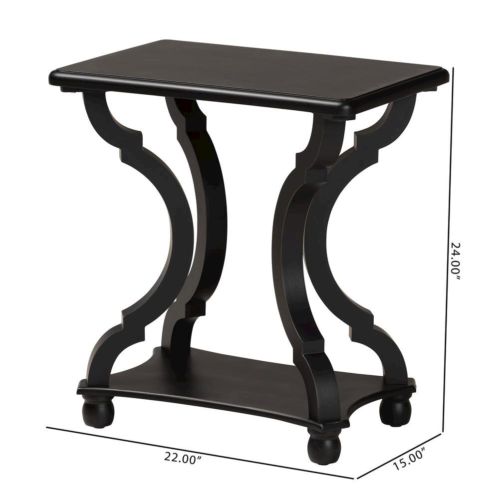 Baxton Studio Cianna Classic and Traditional Black Wood End Table. Picture 18