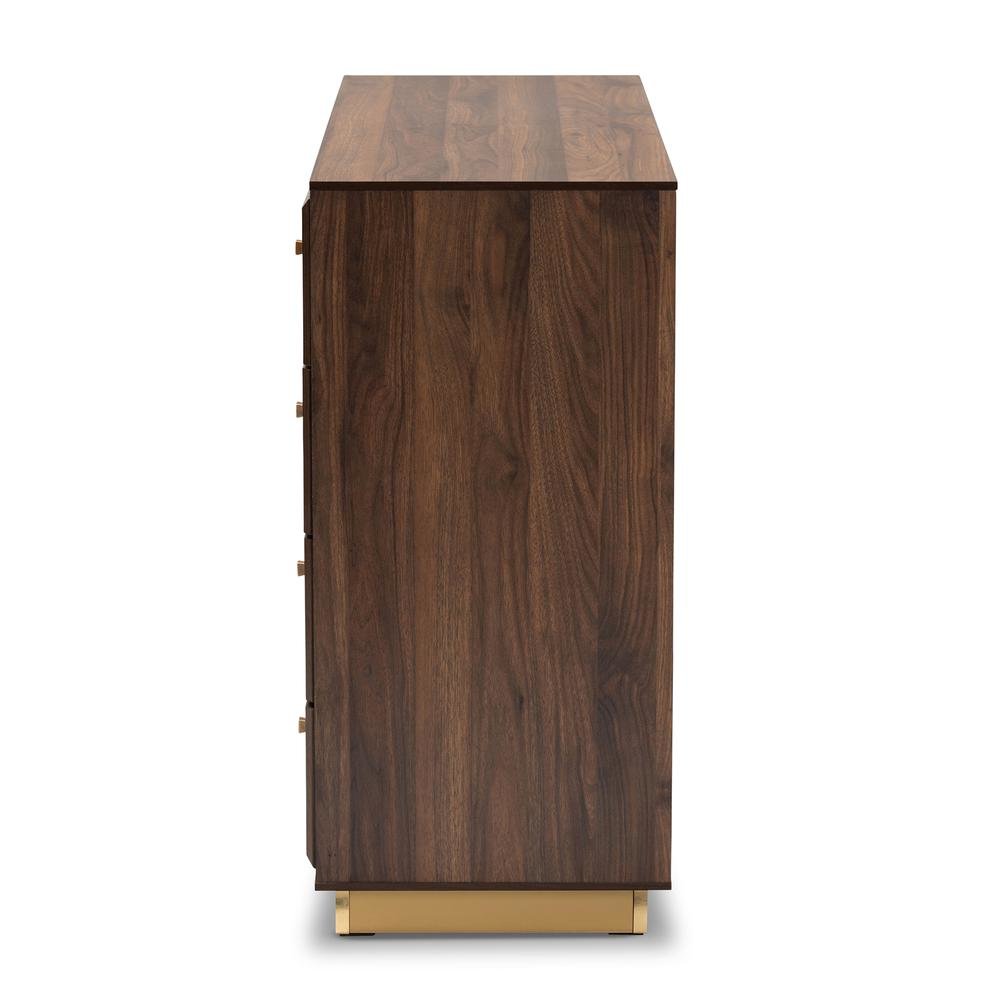 Walnut Brown Finished Wood and Gold Metal 8-Drawer Dresser. Picture 14