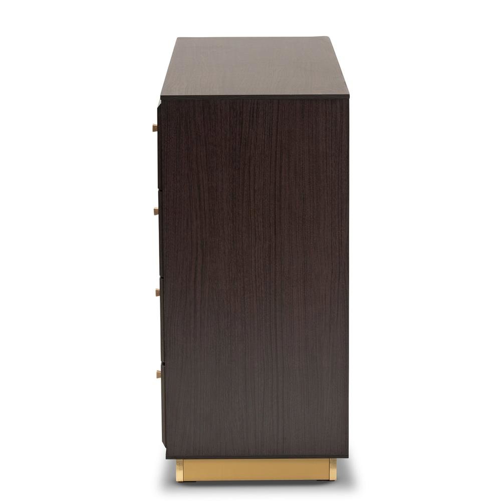 Espresso Brown Finished Wood and Gold Metal 8-Drawer Dresser. Picture 14