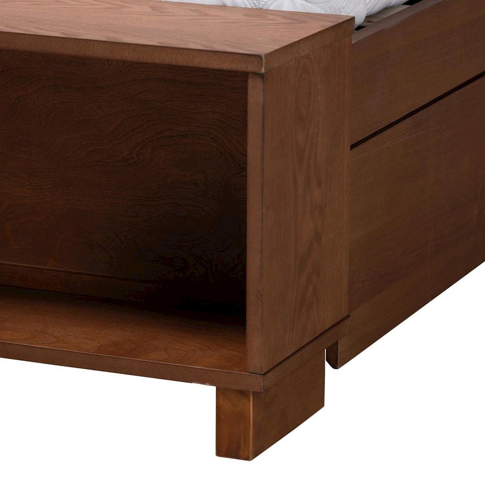 Walnut Brown Finished Wood King Size Platform Storage Bed. Picture 21
