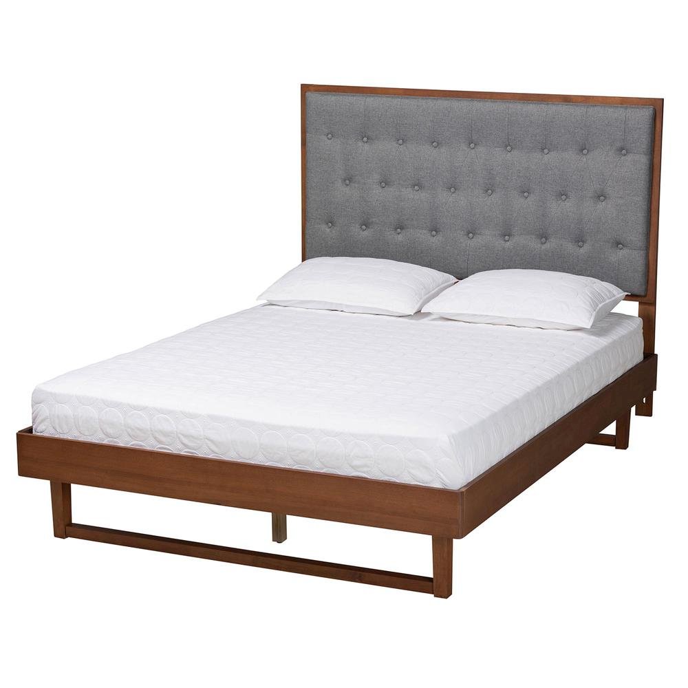 Walnut Brown Finished Wood King Size Platform Bed. Picture 12