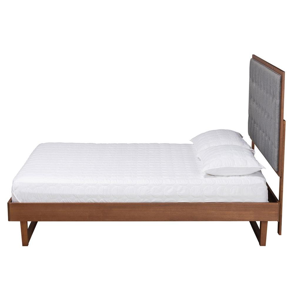 Walnut Brown Finished Wood King Size Platform Bed. Picture 13