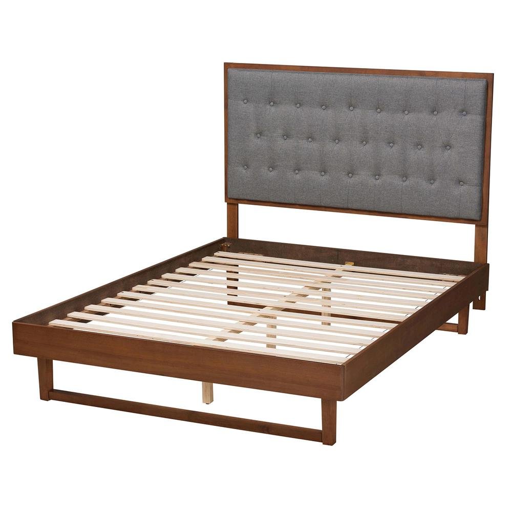 Walnut Brown Finished Wood King Size Platform Bed. Picture 14